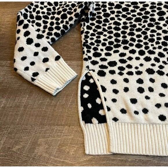Mara Hoffman Dot Print Knit Sweater Sz M Black White Women Elegant - Picture 5 of 5